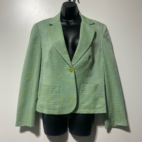 Talbots Green Tweed Boucle Blazer Jacket Size 10 Single Button NWOT - Picture 1 of 12